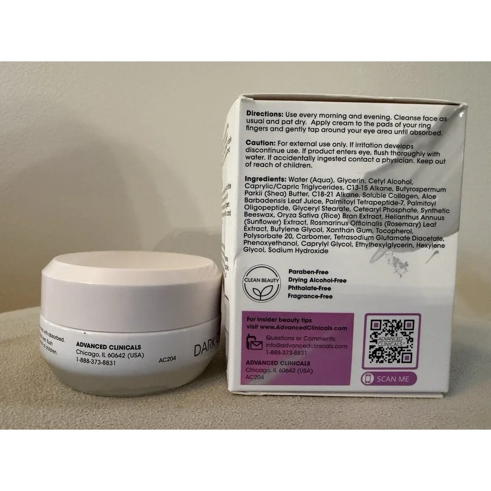 Advanced Clinicals Eye Cream Collagen Peptides Anti-Aging Dark Circles 1‎ fl oz
